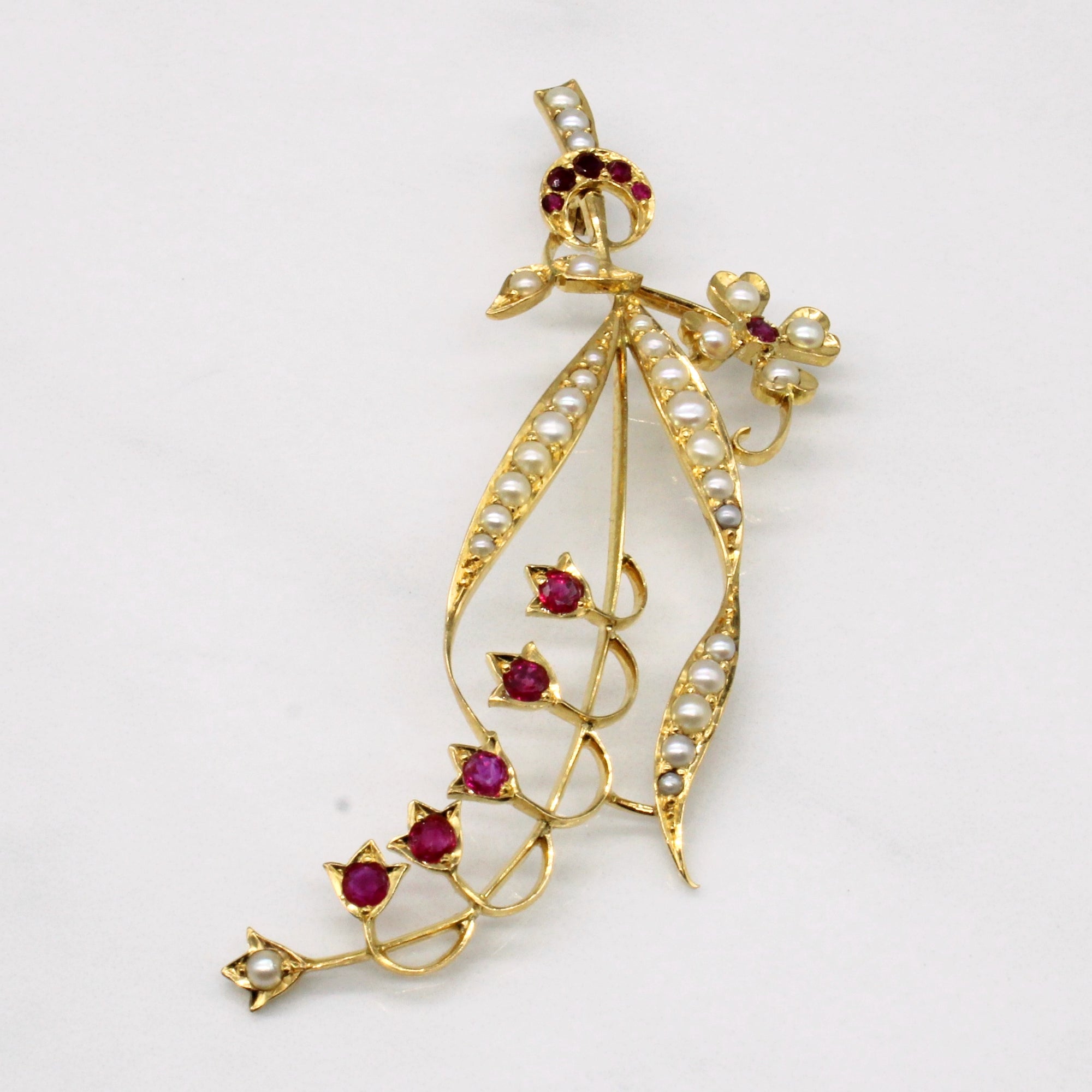 Ruby & Pearl Ornate Brooch & Pendant | 0.40ctw |
