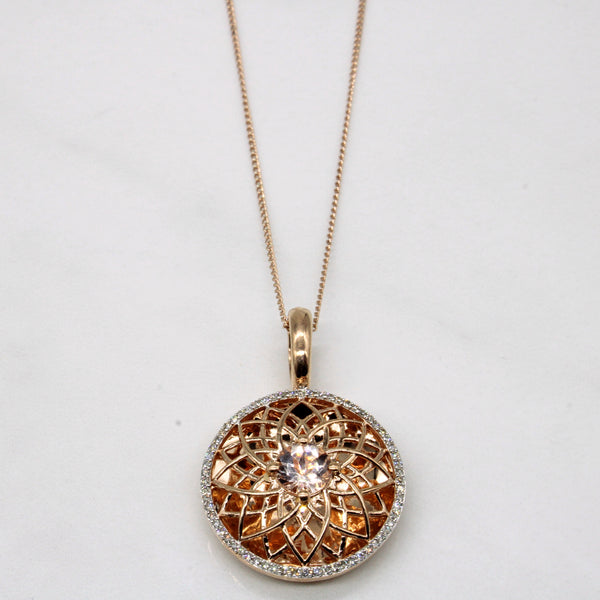 Morganite & Diamond Pendant & Necklace | 0.60ct, 0.20ctw | 16