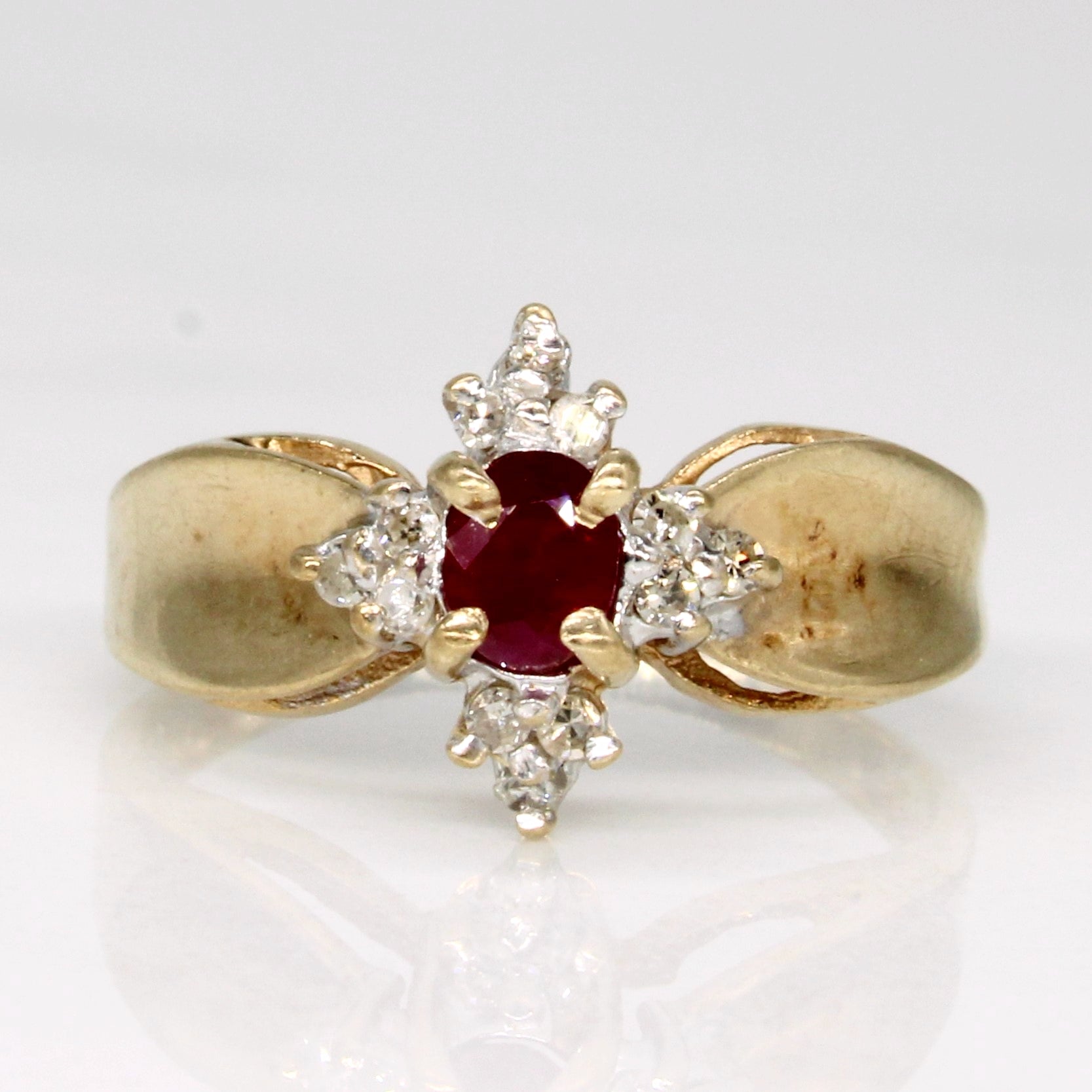 Ruby & Diamond Cocktail Ring | 0.15ct, 0.05ctw | SZ 3.5 |