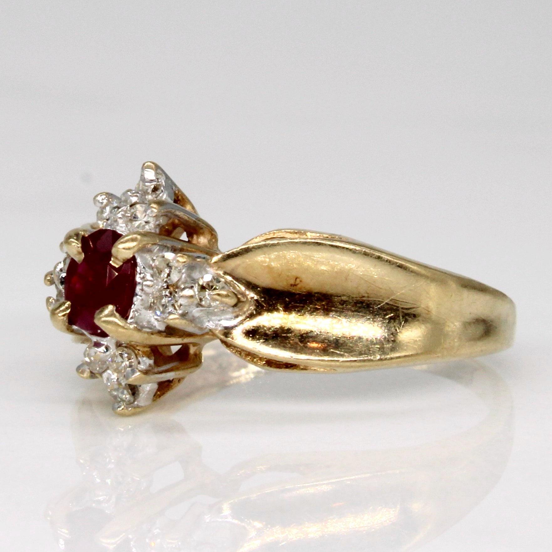 Ruby & Diamond Cocktail Ring | 0.15ct, 0.05ctw | SZ 3.5 |