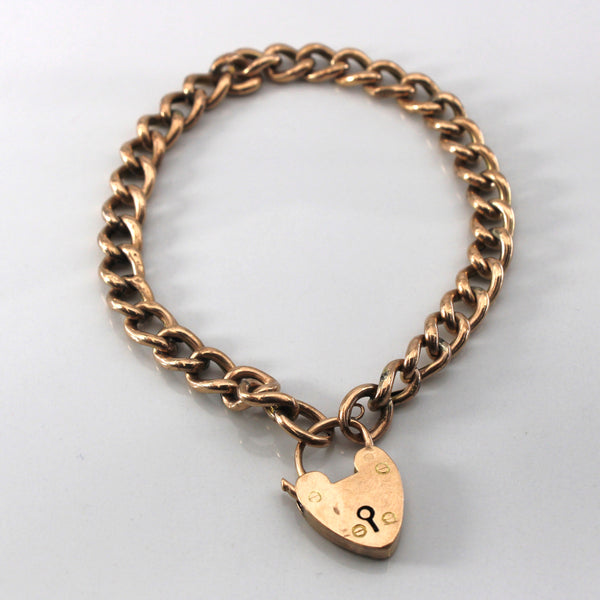 9k Gold Heart Charm Chain Bracelet | 8