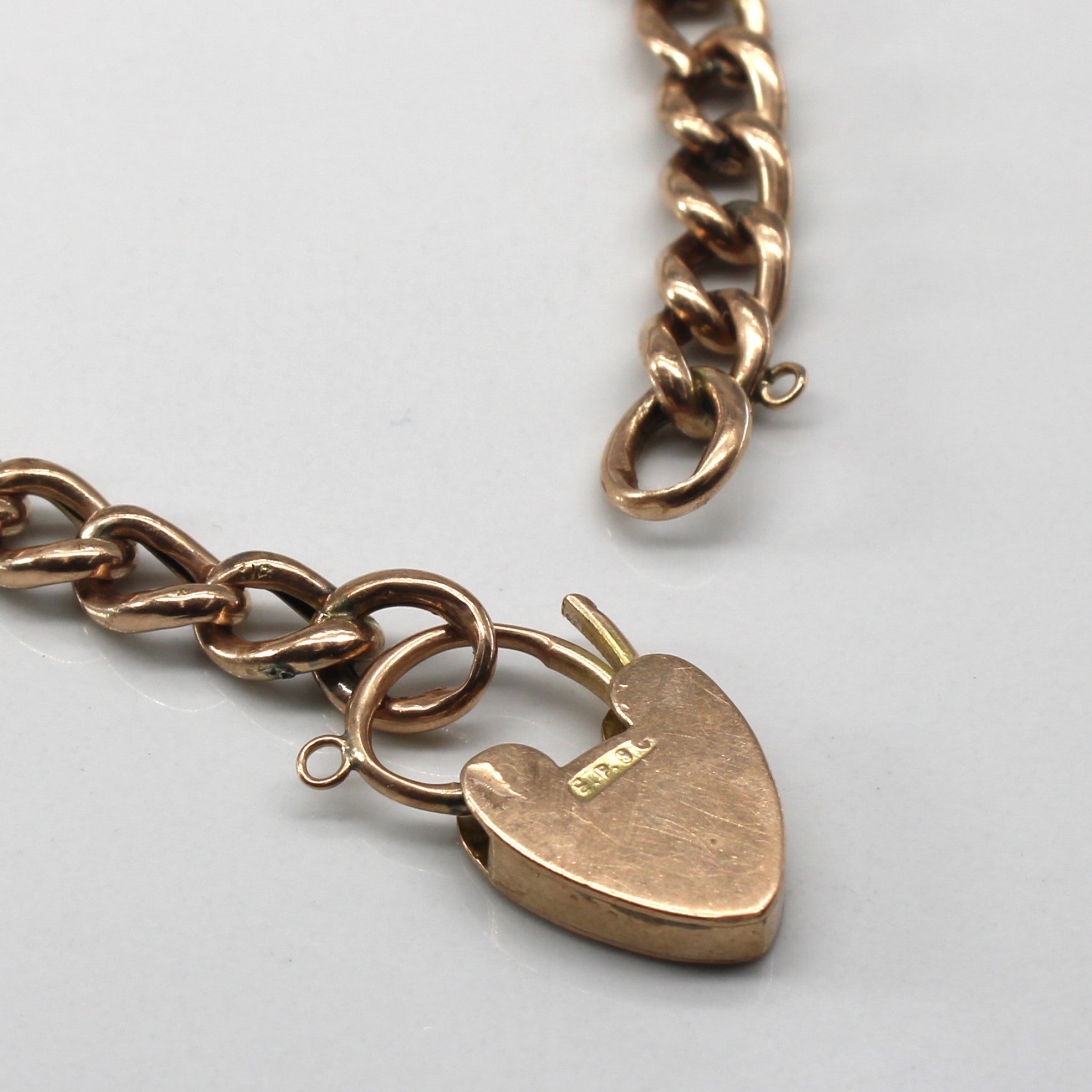 9k Gold Heart Charm Chain Bracelet | 8