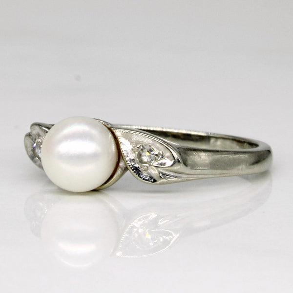 Pearl & Diamond Ring | 0.03ctw | SZ 4.5 |