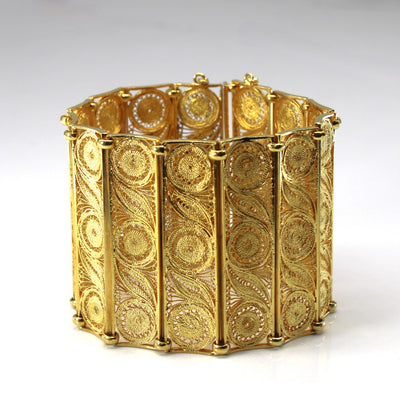 Vintage Madagascar Hallmarked Filigree Design Gold Bracelet | 7