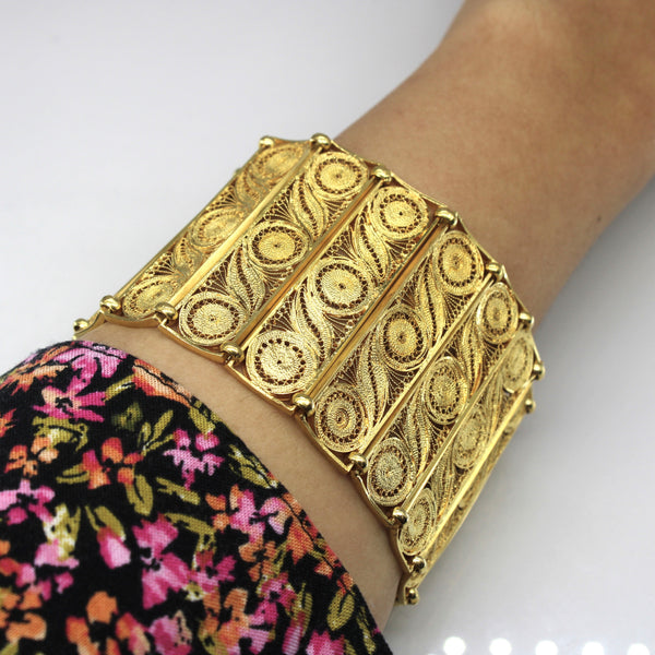 Filigree Design Gold Bracelet | 7
