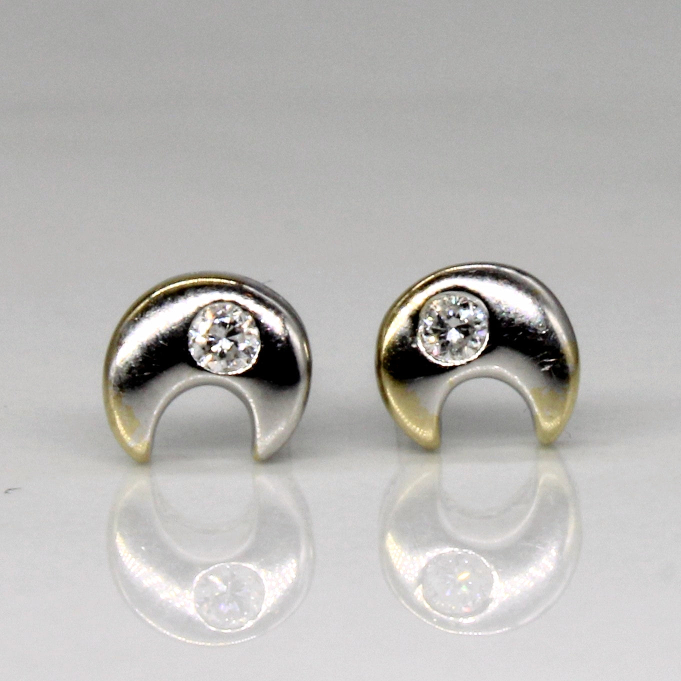 Diamond Crescent Moon 18k Earrings | 0.04ctw |