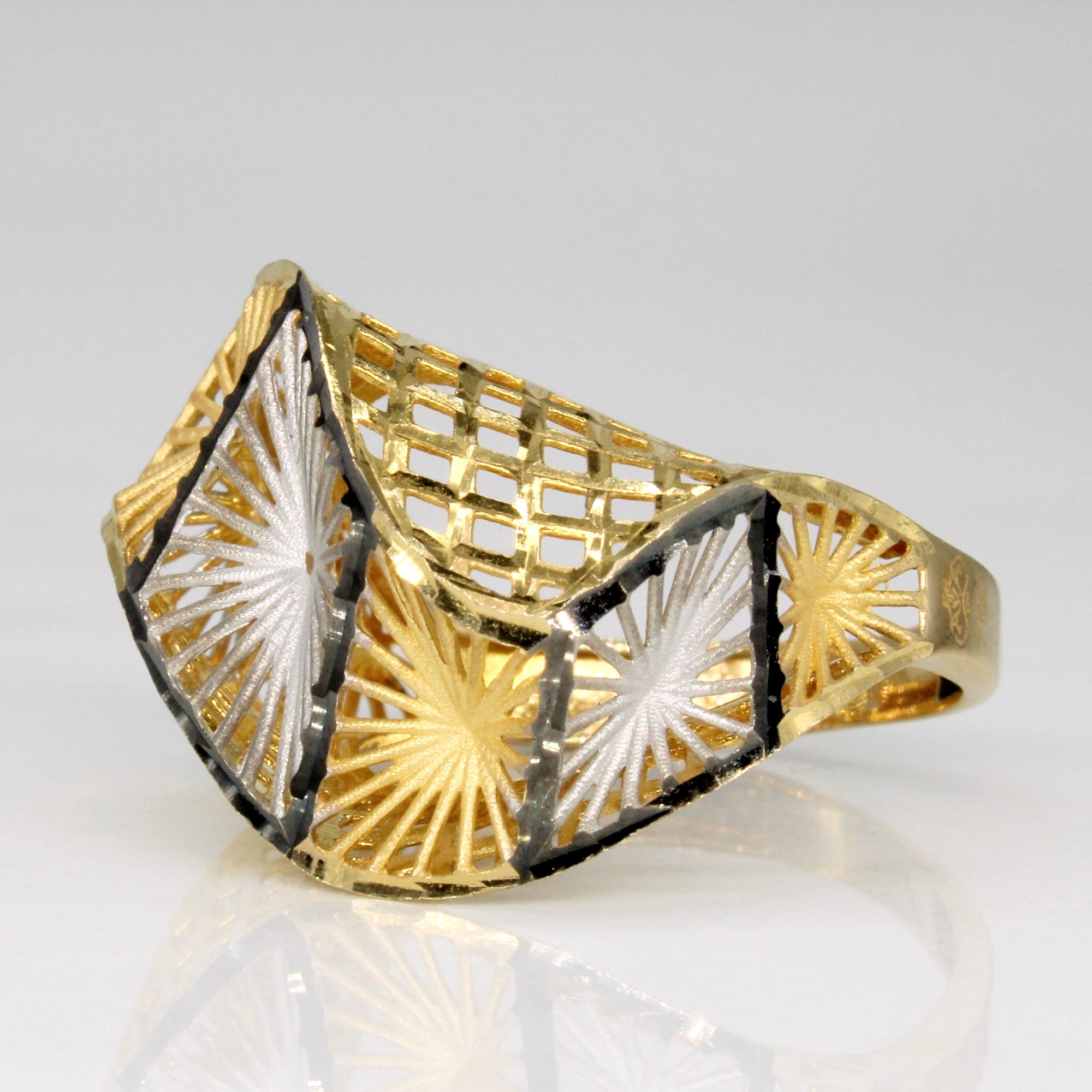 18k Two Tone Gold Lattice Ring | SZ 6.25 |