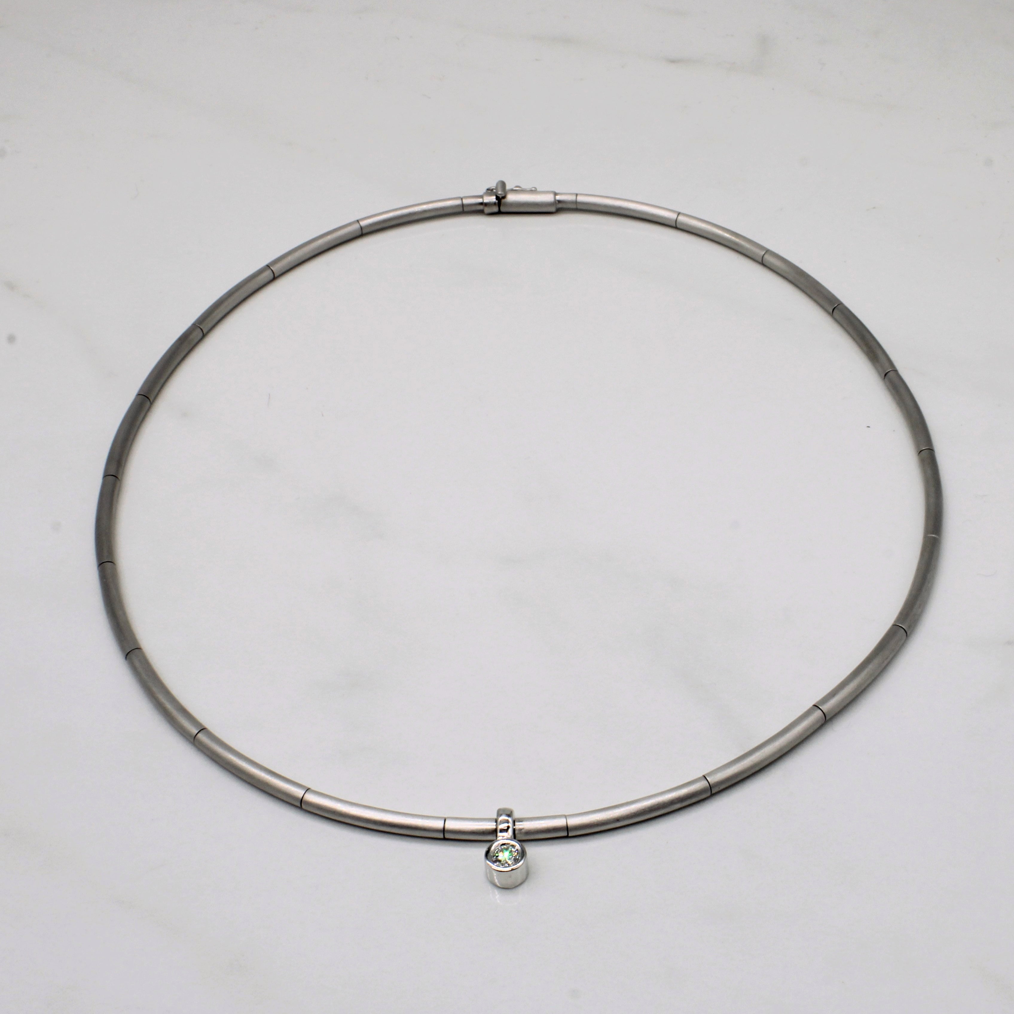 Solitaire Diamond 18k White Gold Choker | 0.13ct | 18" |