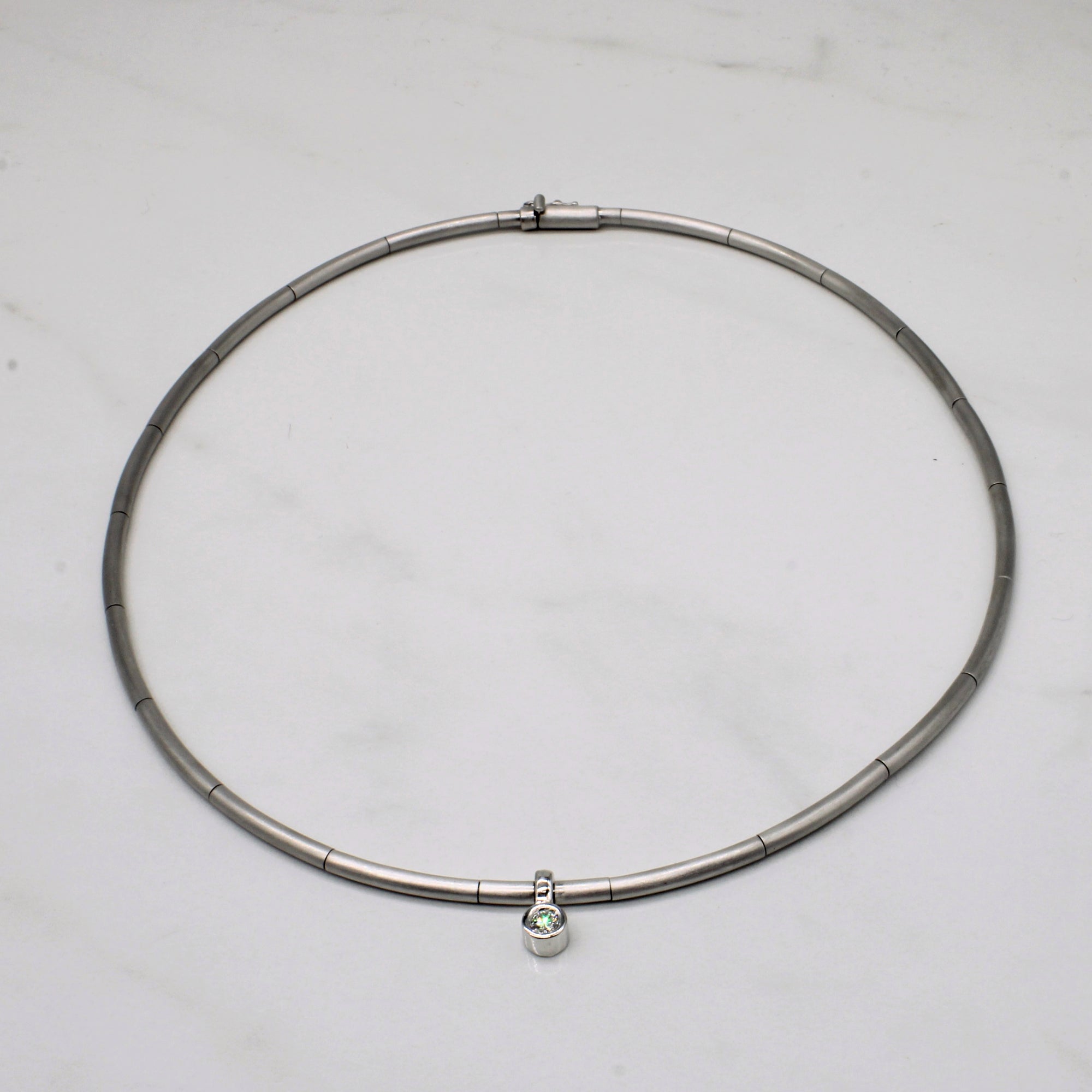 Solitaire Diamond 18k White Gold Choker | 0.13ct | 18