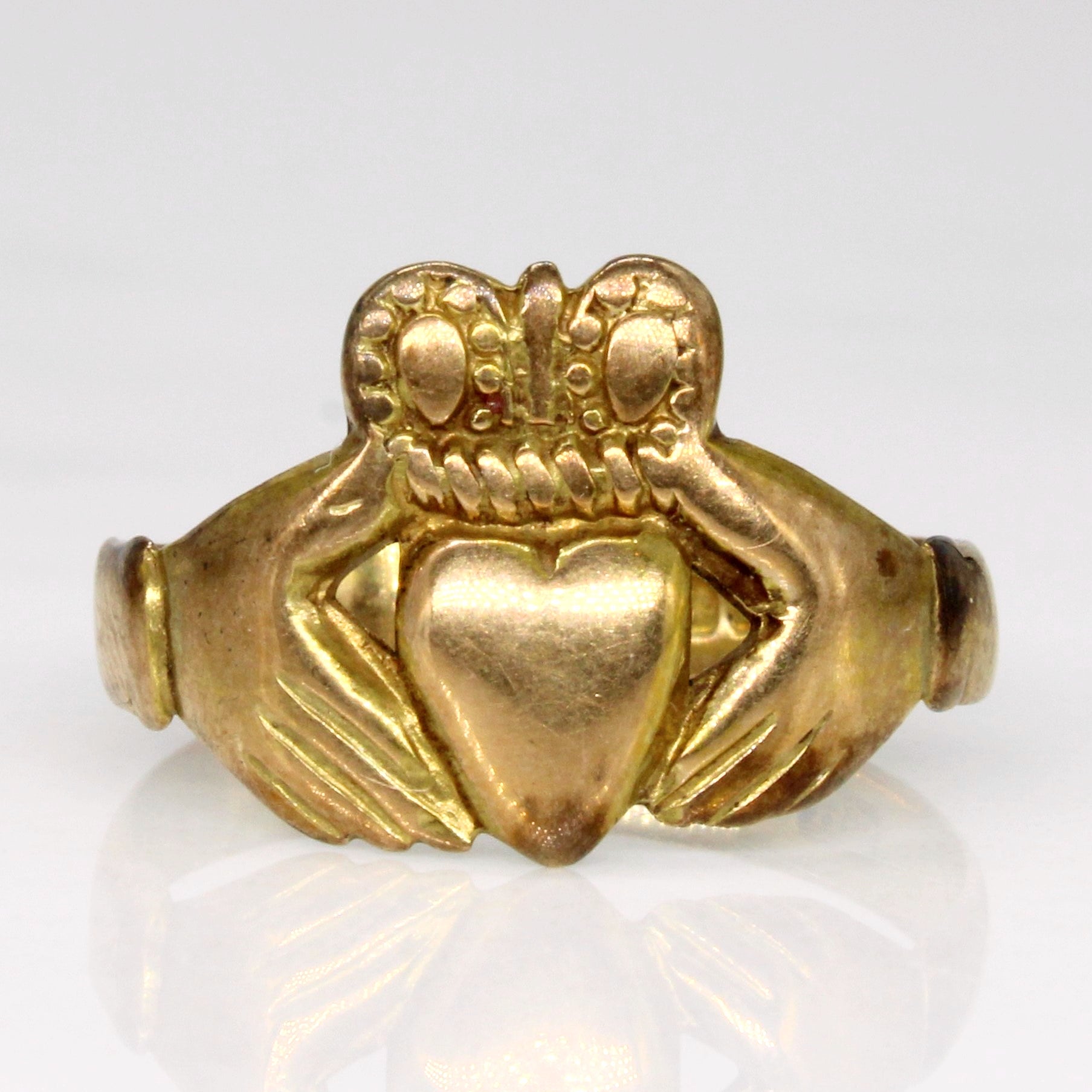 1932 Birmingham 9k Yellow Gold Claddagh Ring | SZ 6 |