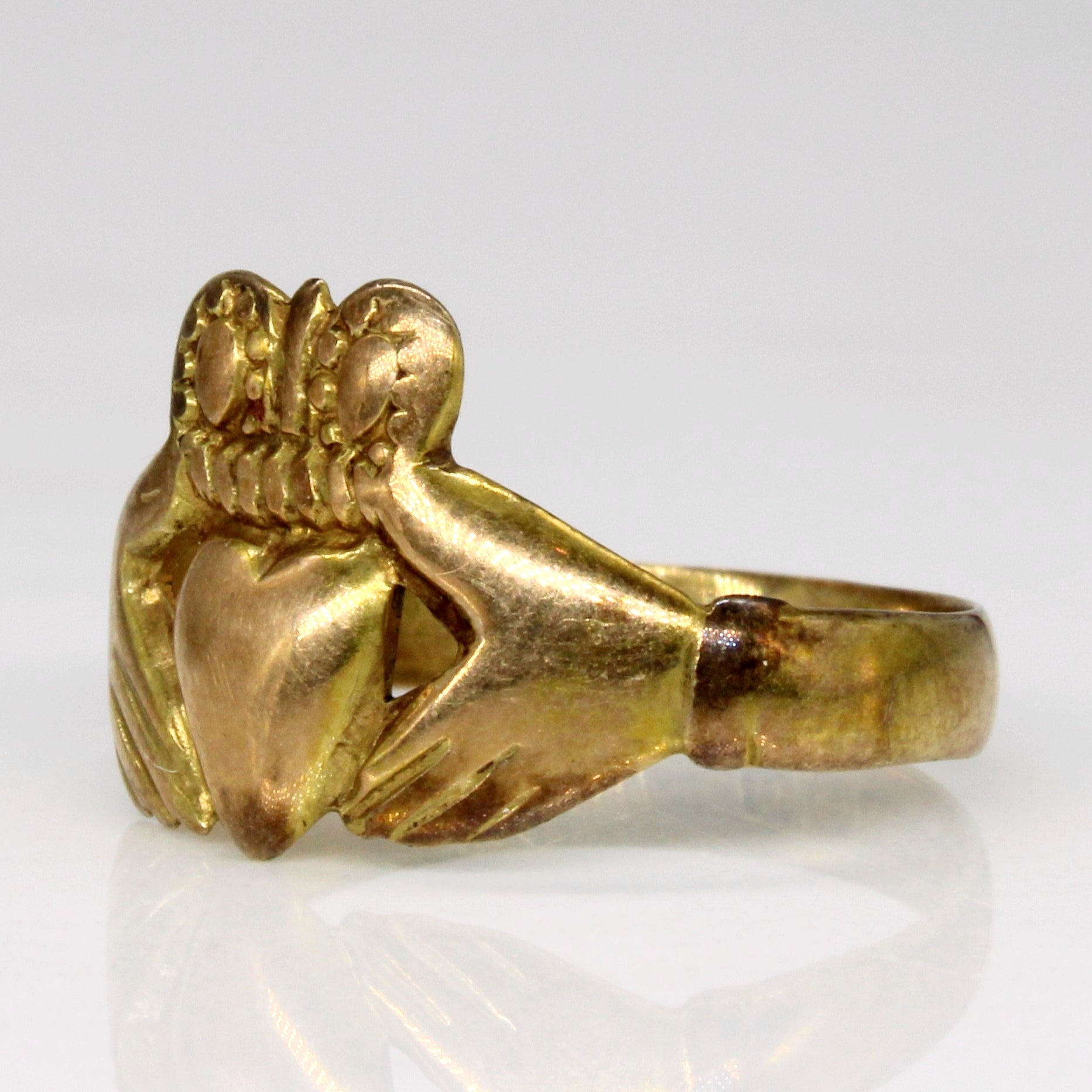 1932 Birmingham 9k Yellow Gold Claddagh Ring | SZ 6 |