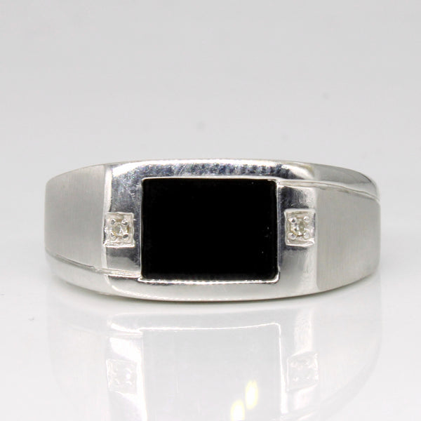Onyx & Diamond Ring | 0.90ct, 0.01ctw | SZ 10.5 |
