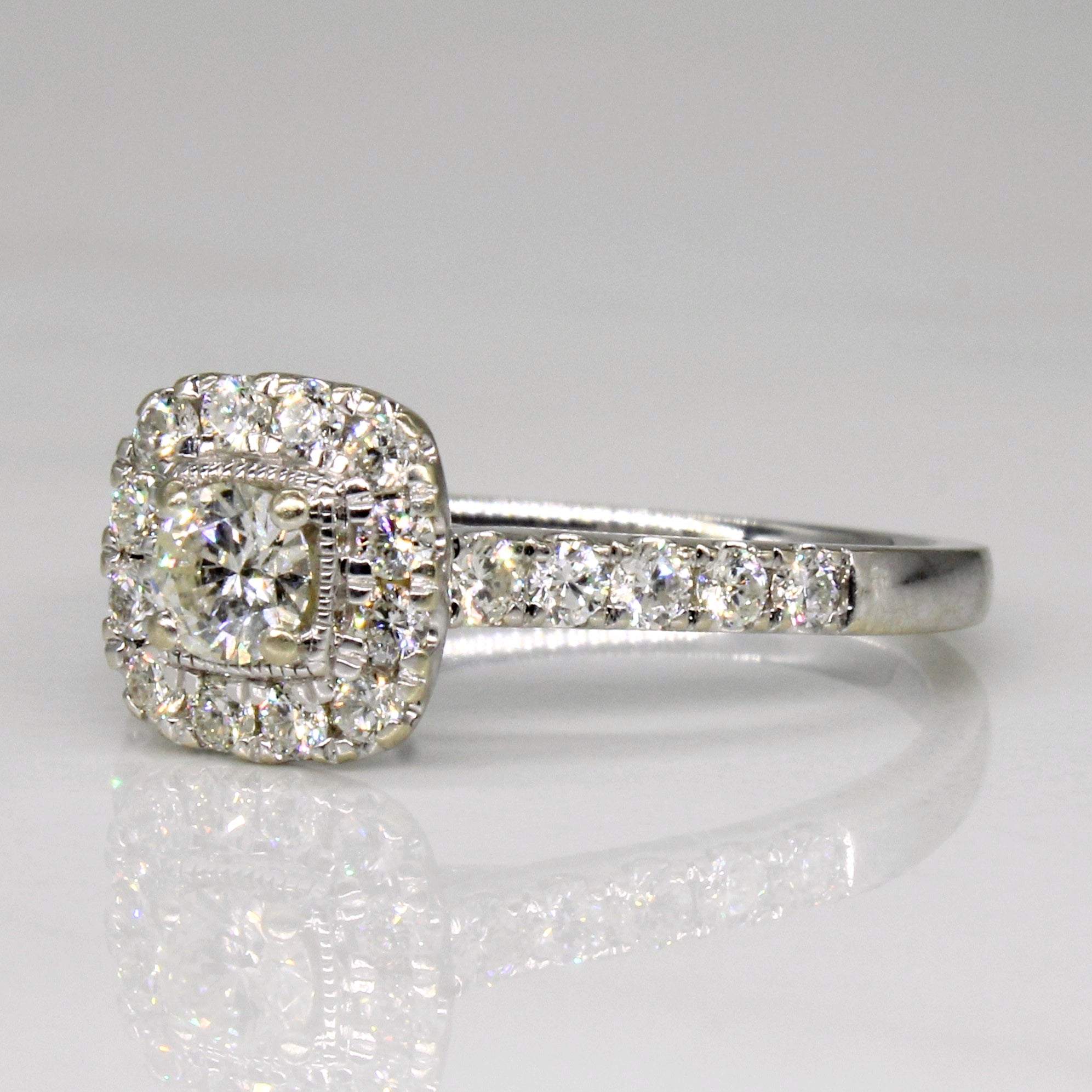 Diamond Halo Engagement 14k Ring | 0.61ctw | SZ 7 |