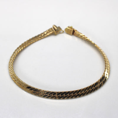 10k Yellow Gold Herringbone Chain Bracelet | 8