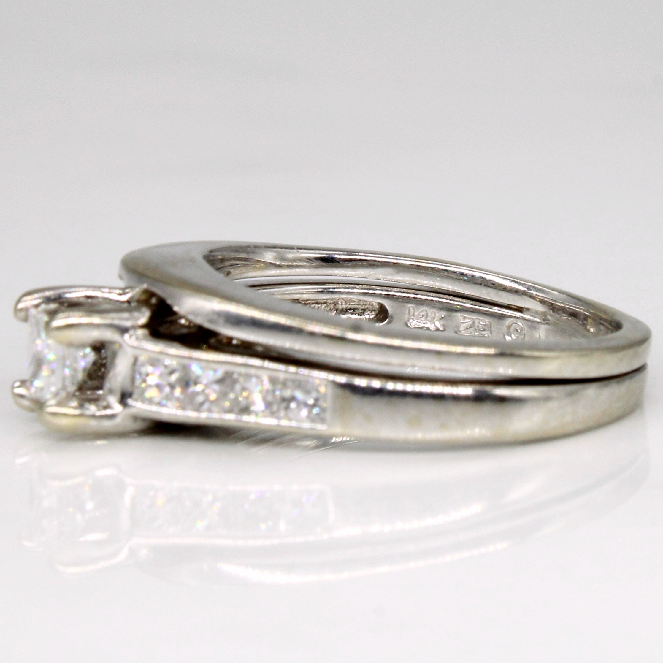 Diamond Princess Cut 14k Ring & Joined Band | 0.18ct, 0.32ctw | SZ 5.25 |