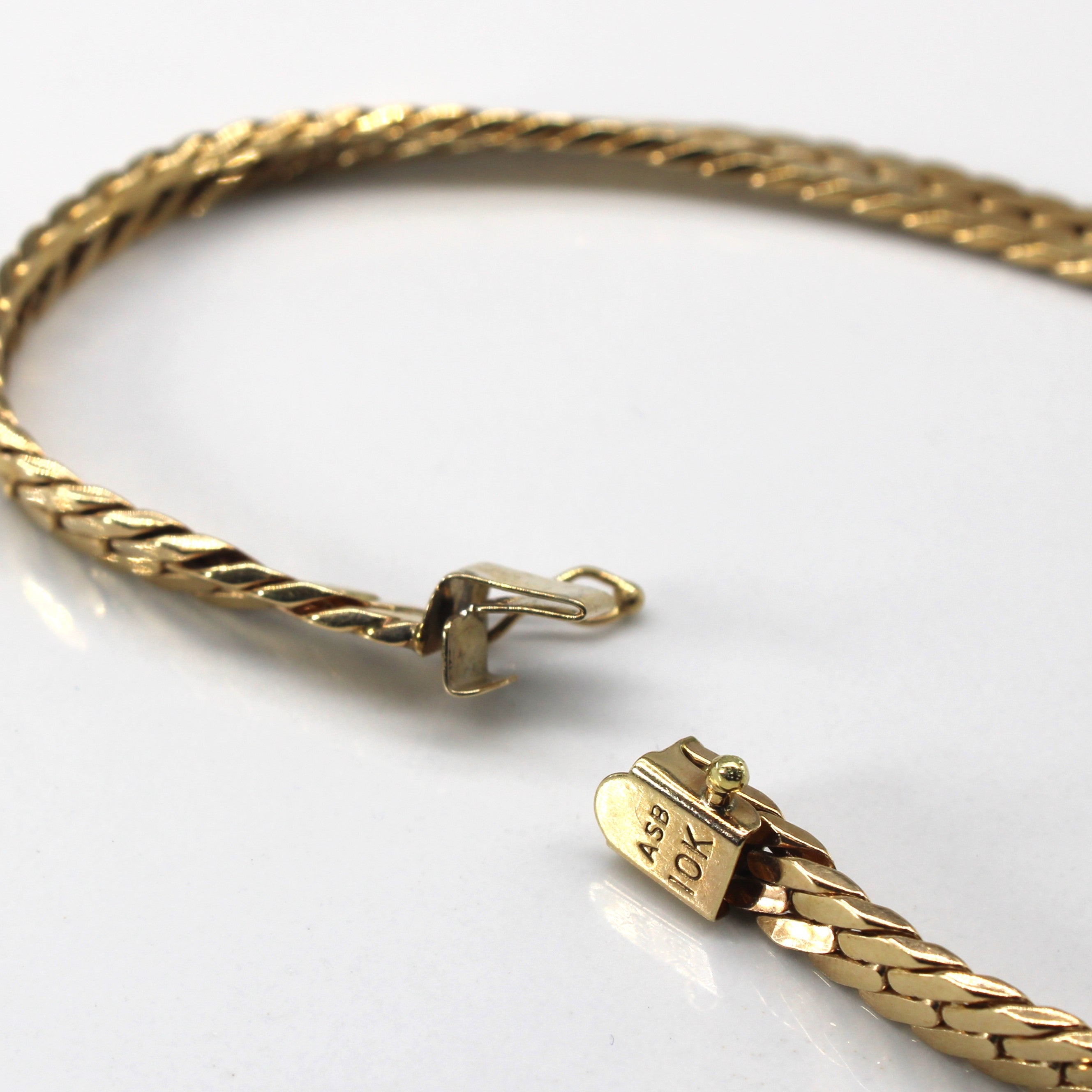 10k Yellow Gold Herringbone Chain Bracelet | 8"|