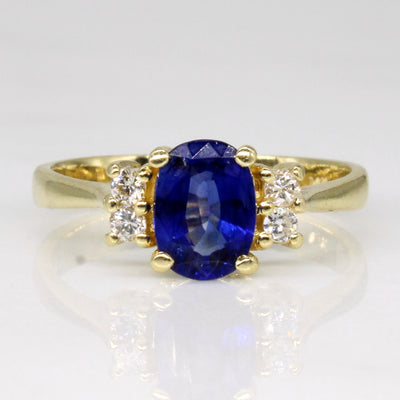 Synthetic Sapphire & Diamond 14k Ring | 0.76ct, 0.10ctw | SZ 5.25 |