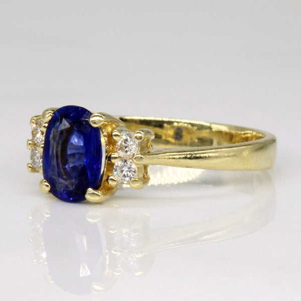 Synthetic Sapphire & Diamond 14k Ring | 0.76ct, 0.10ctw | SZ 5.25 |