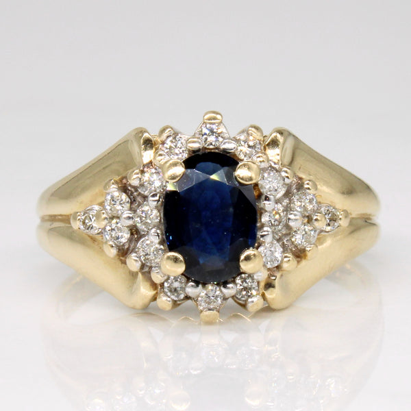 Sapphire & Diamond Cocktail 14k Ring | 0.76ct, 0.17ctw | SZ 8.25 |