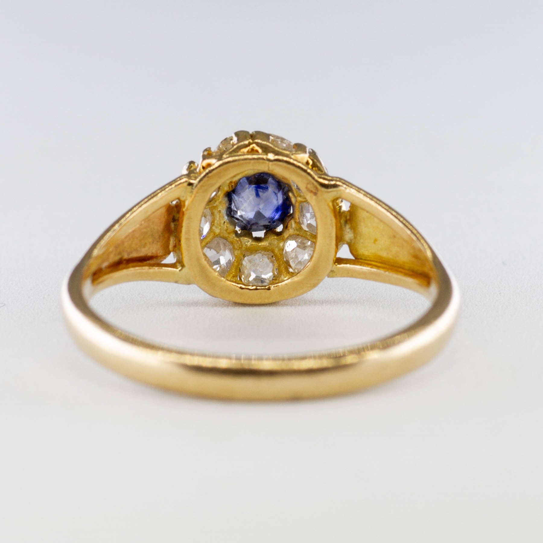 Victorian Sapphire and Diamond Halo Ring | 0.23ct, 0.60ctw | SZ 8