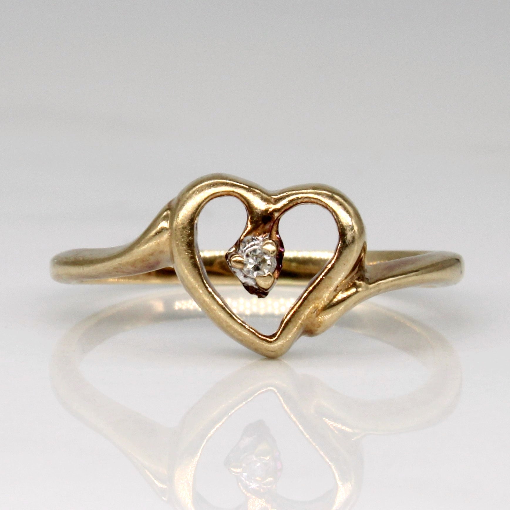 Bague cœur en diamant | 0,01 ct | Taille 5,25 | 