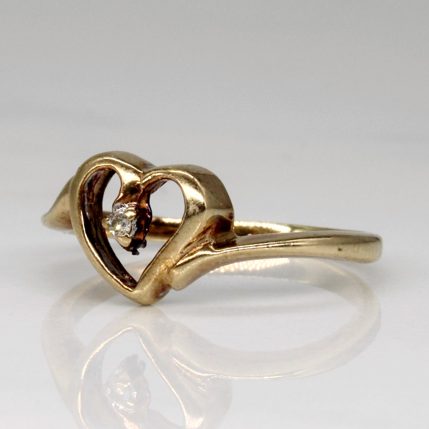 Bague cœur en diamant | 0,01 ct | Taille 5,25 | 