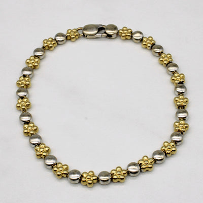 18k Two Tone Gold Flower Bracelet | 7.5
