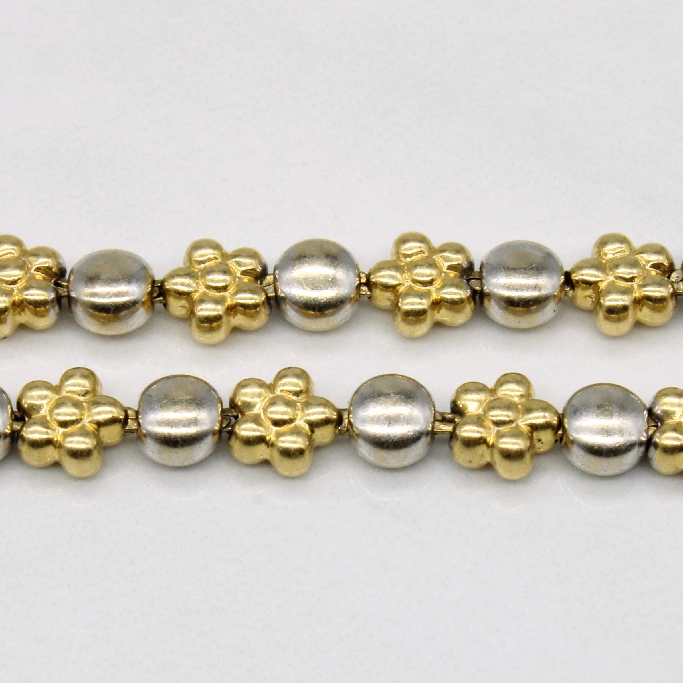 18k Two Tone Gold Flower Bracelet | 7.5" |