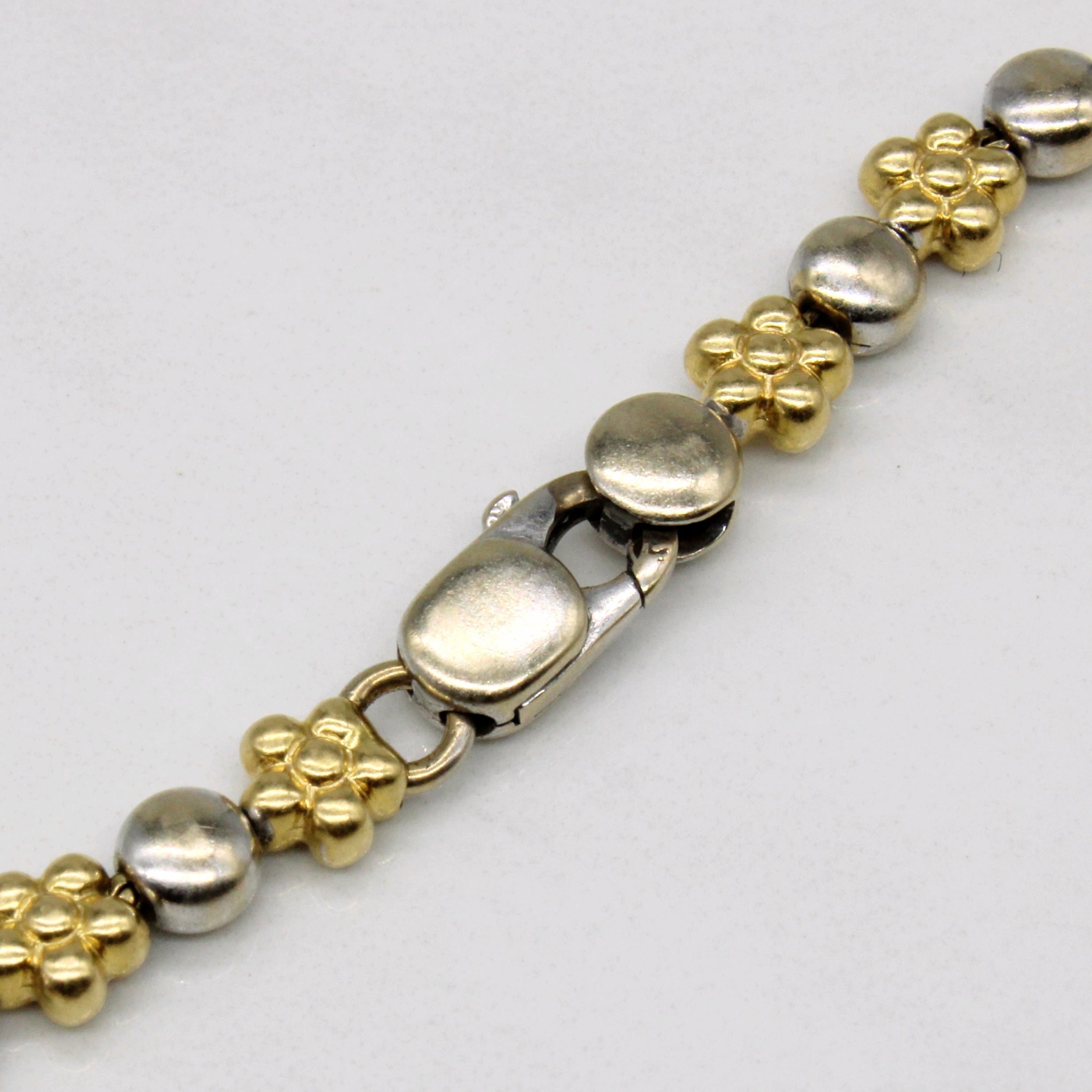 18k Two Tone Gold Flower Bracelet | 7.5" |