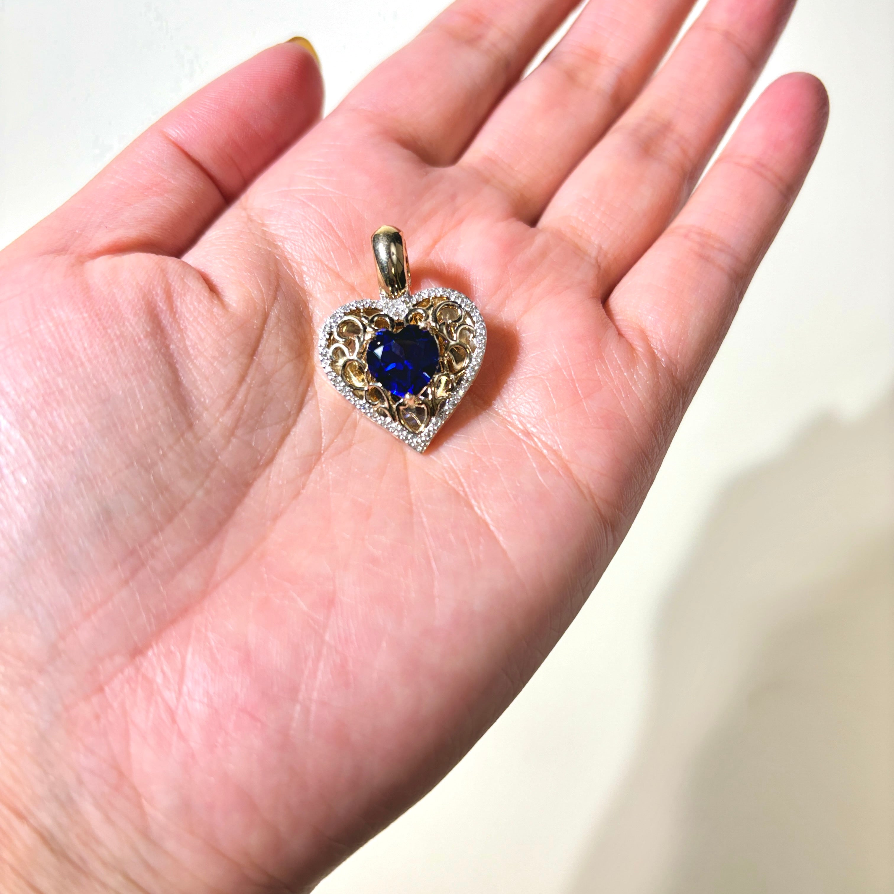 10K Sapphire & Diamond Heart Pendant | 2.86ct, 0.19ctw