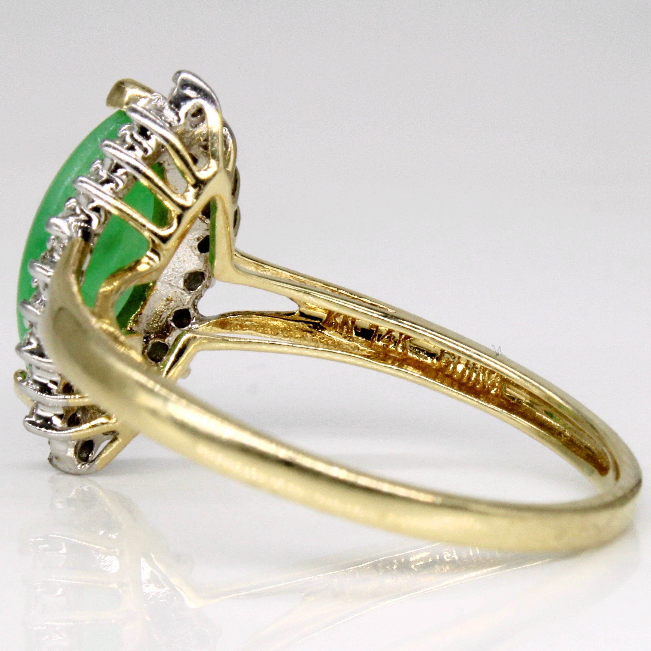 Jade & Diamond Halo Ring | 1.70ct, 0.10ctw | SZ 9 |