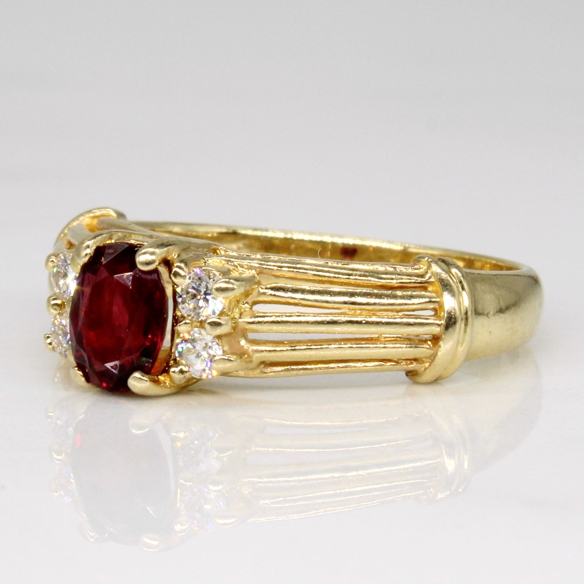 Ruby & Diamond Cocktail 14k Ring | 0.45ct, 0.12ctw | SZ 5.5 |