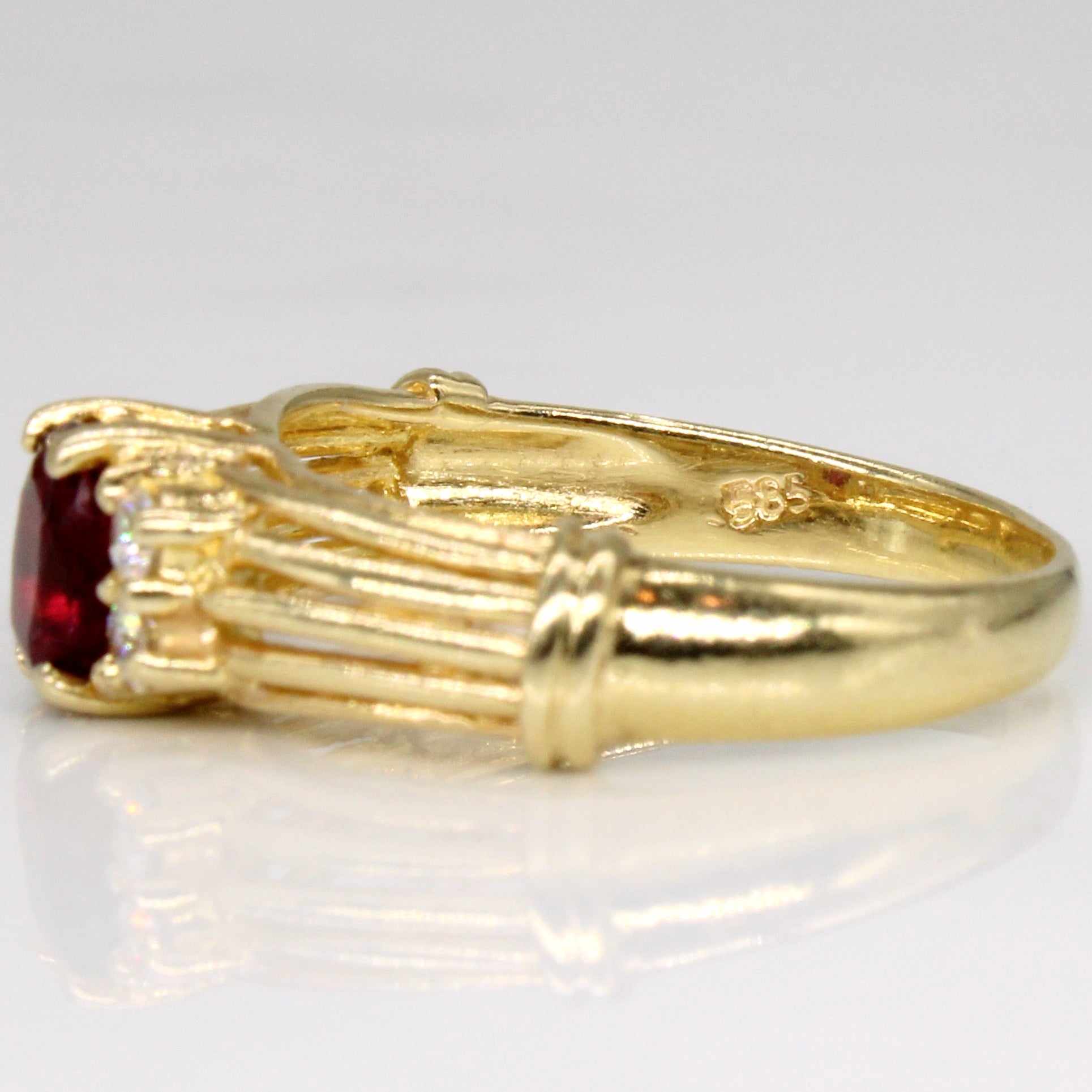 Ruby & Diamond Cocktail 14k Ring | 0.45ct, 0.12ctw | SZ 5.5 |
