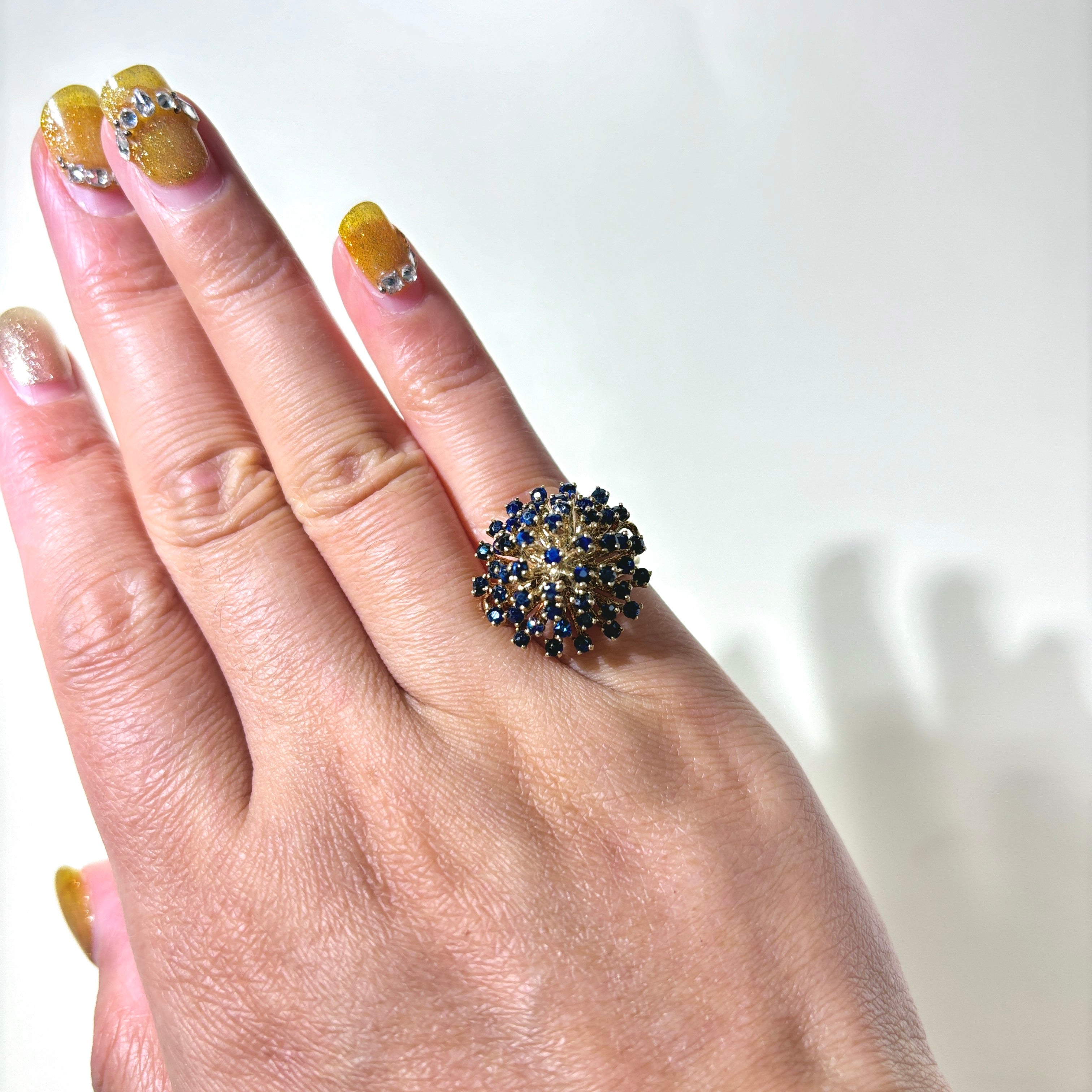 14K Sapphire Cluster Cocktail Ring | SZ 4.5