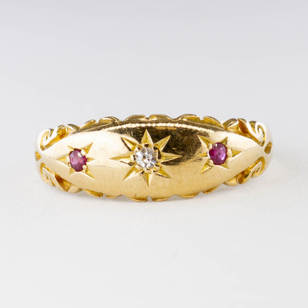 Victorian Hallmarked Diamond and Ruby Star Set Ring | 0.02ct | SZ 6.75