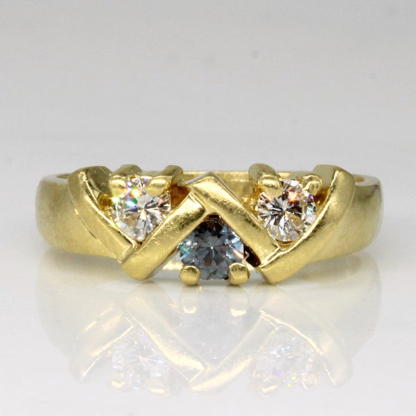 Diamond & Synthetic Colour Change Sapphire Ring | 0.32ctw, 0.18ct | SZ 7.75 |