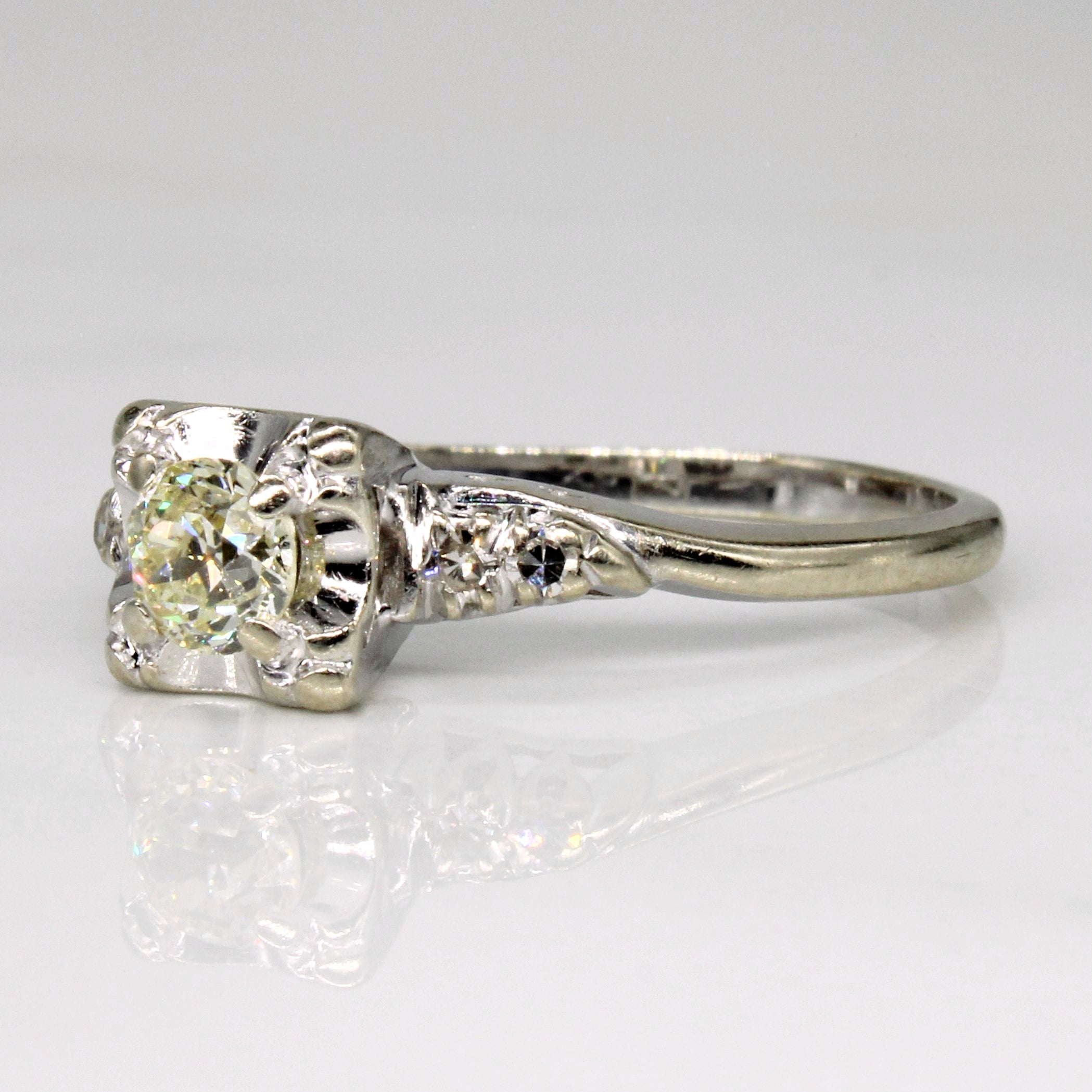 Illusion Set Old European Diamond 14k Ring | 0.34ctw, 0.04ctw | SZ 7.75 |