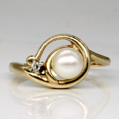 Pearl & Diamond Cocktail Ring | 0.02ct | SZ 8.5 |