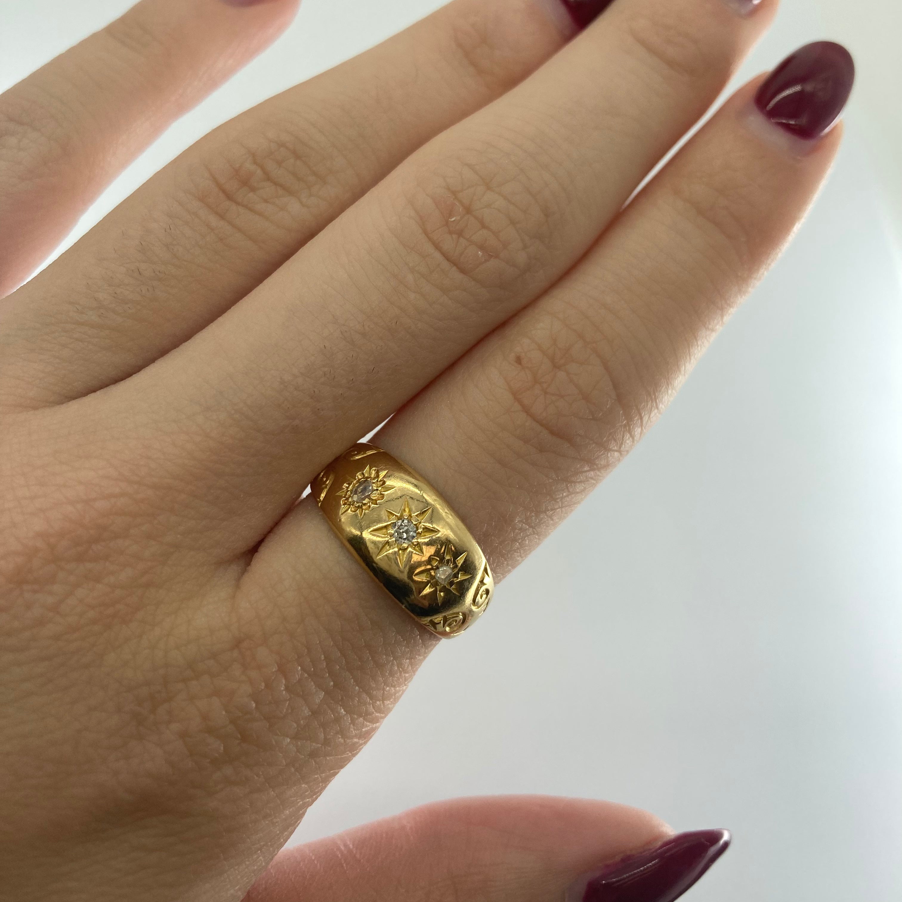 Victorian Rose & Old European Cut Carved Diamond Ring | 0.07ctw | SZ 6.25 |