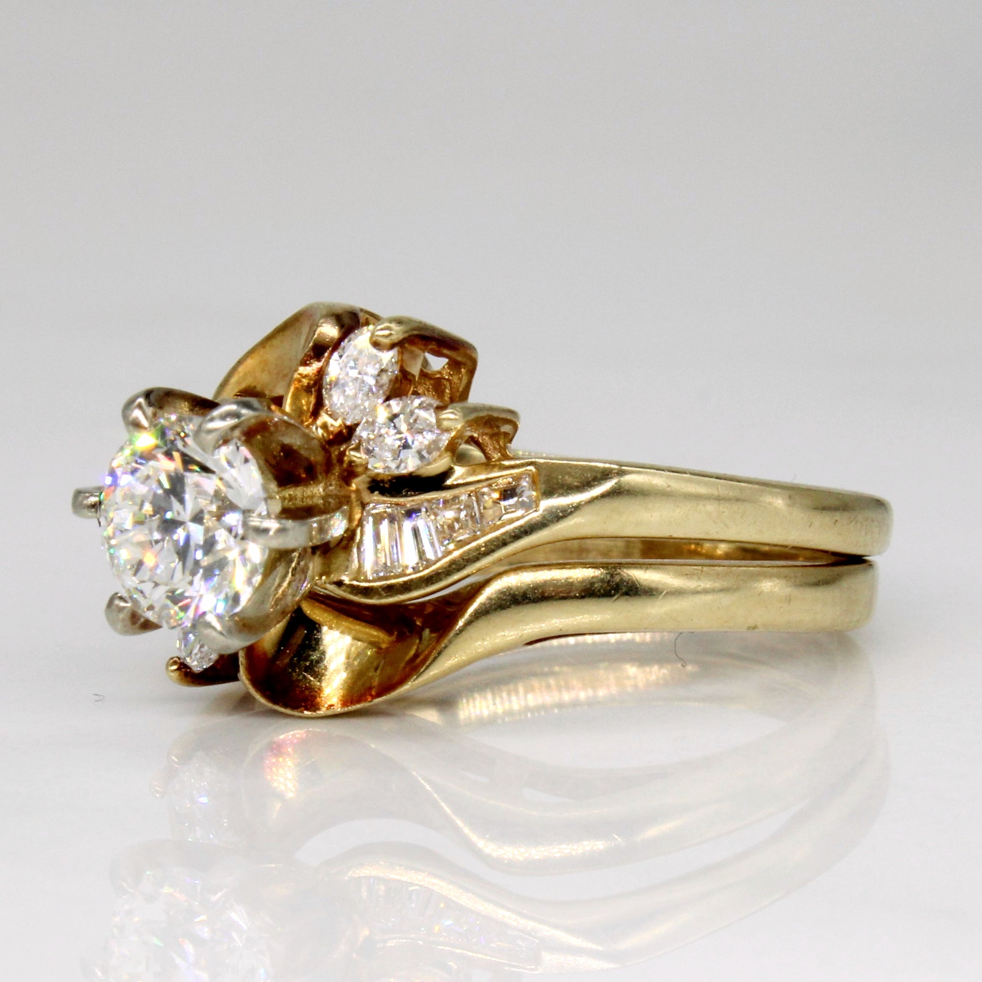 Diamond Wedding 14k Ring Set | 1.16ctw | SZ 6.75 |