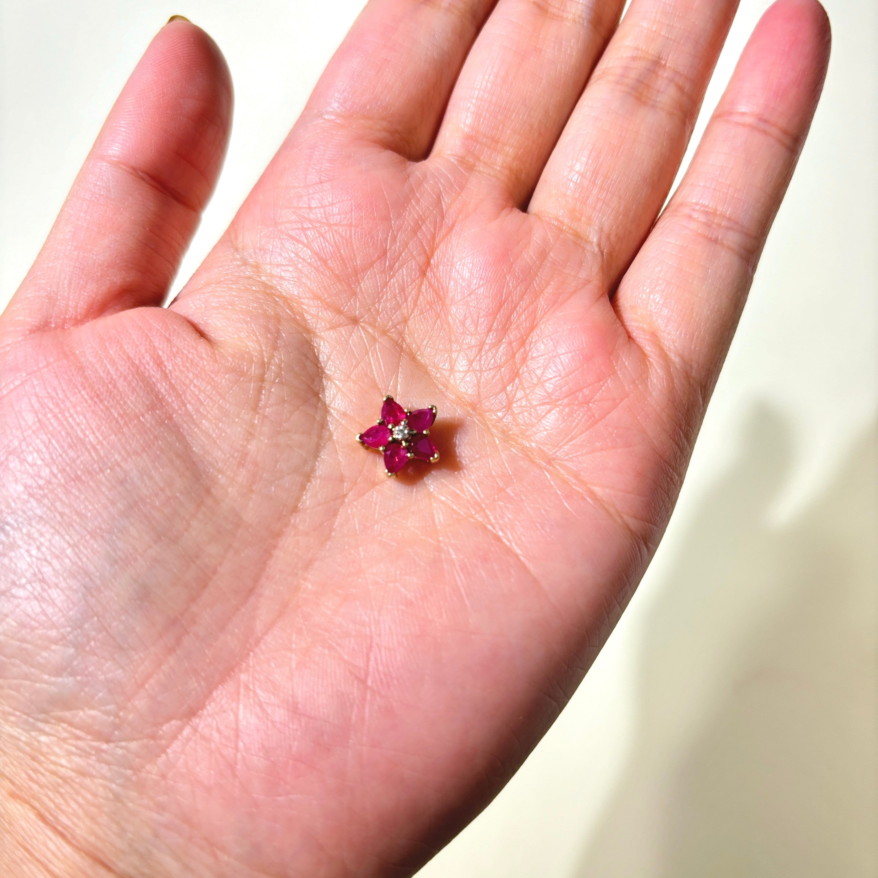 10K Synthetic Ruby & Diamond Star Pendant | 0.70ctw, 0.007ctw