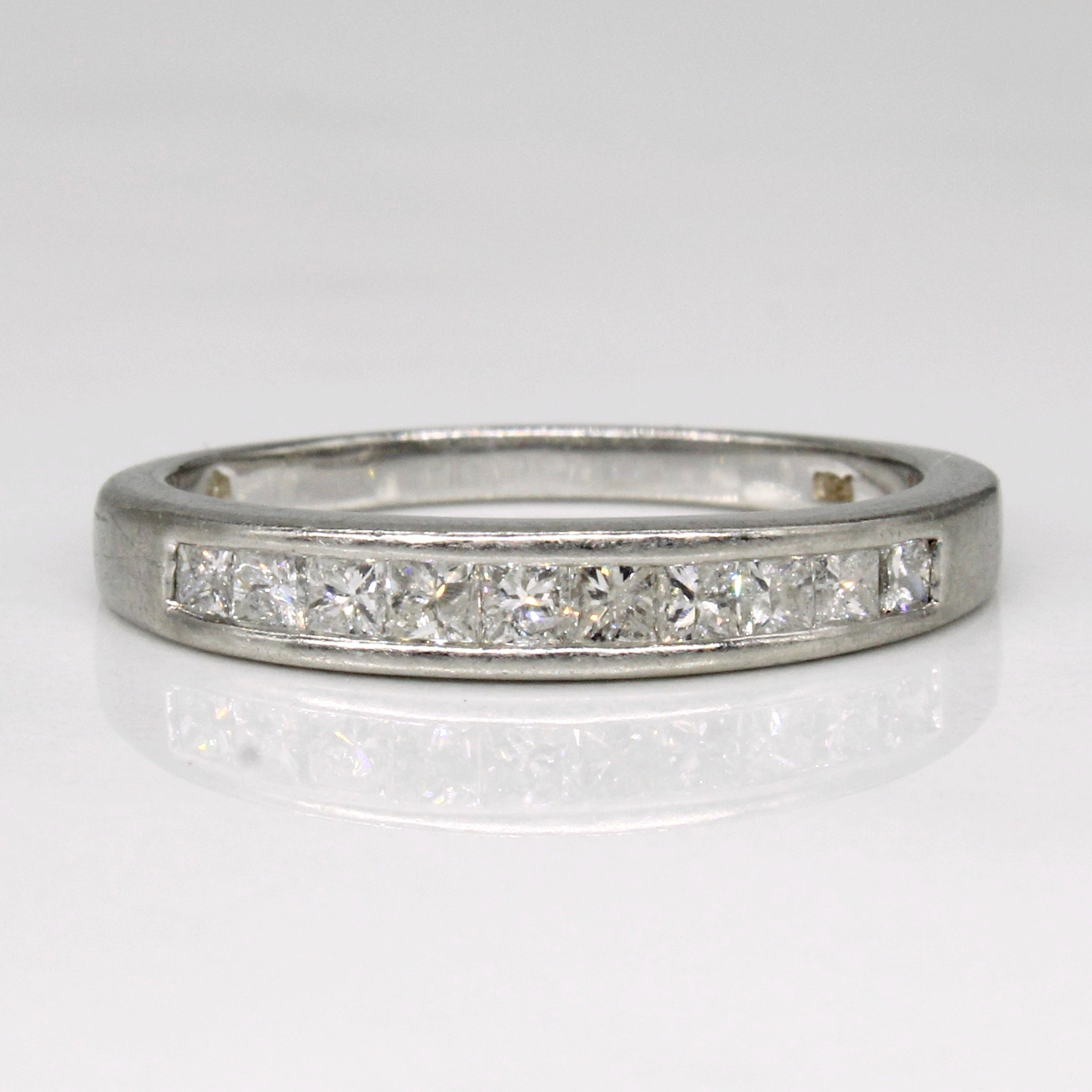 Platinum Channel Set Princess Cut Diamond Semi-Eternity Band | 0.50ctw | SZ 6.75 |