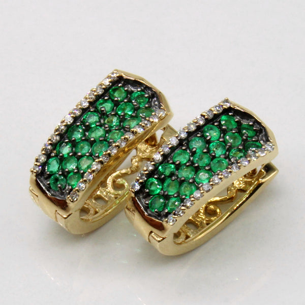 Emerald & Diamond Hoop Earrings | 0.57ctw, 0.11ctw |