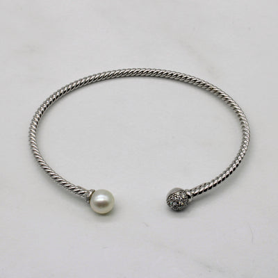 Pearl & Diamond Cuff Bracelet | 0.15ctw | 6
