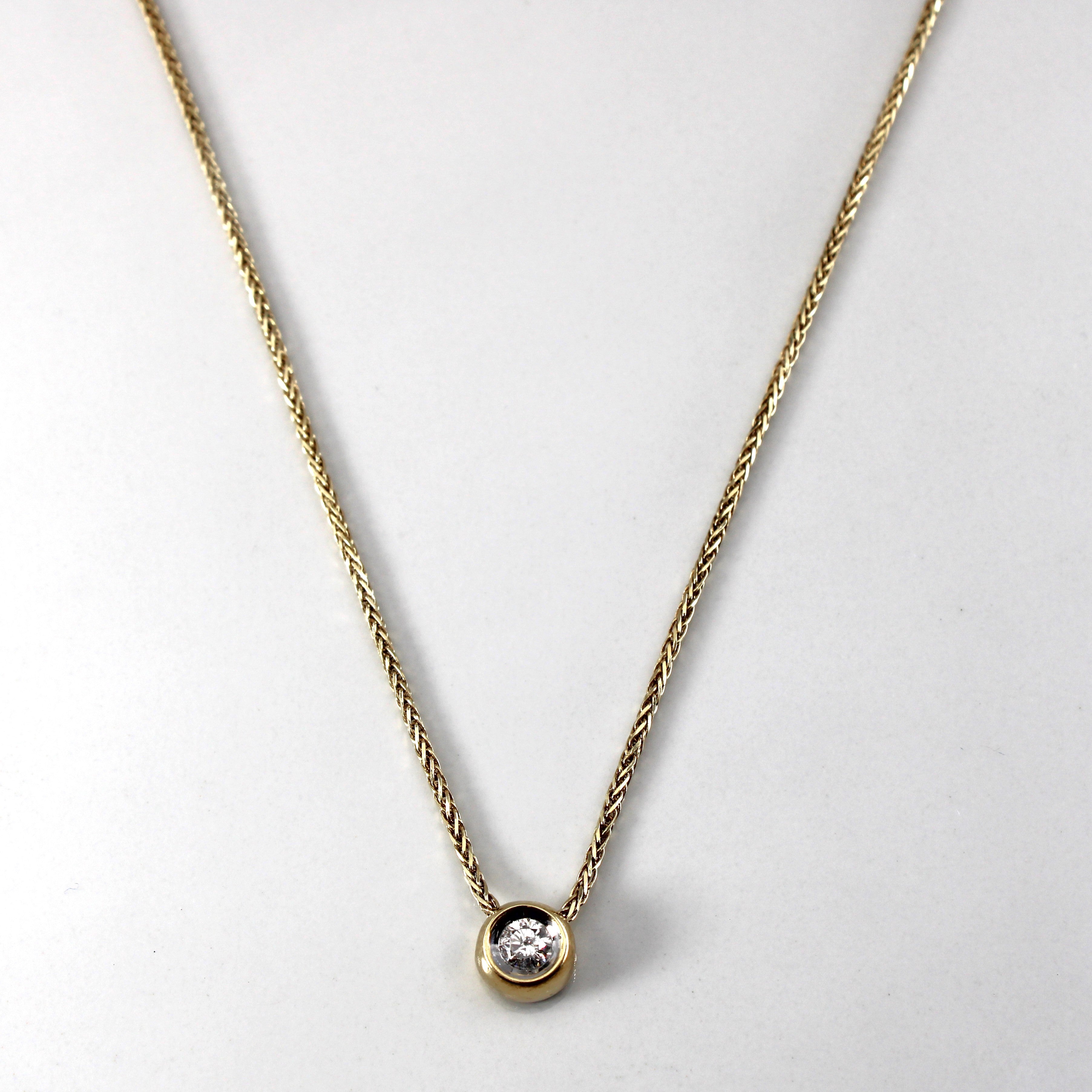Collier pendentif en diamant serti clos | 0,21 ct | 14 pouces | 