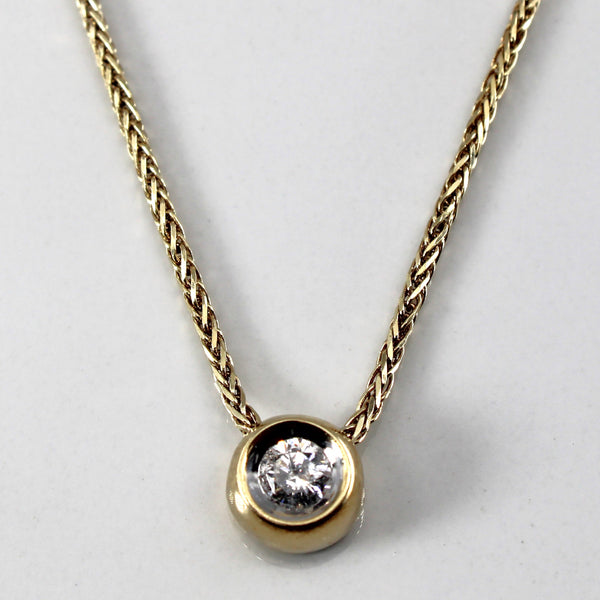 Bezel Set Diamond Pendant Necklace | 0.21ct | 14