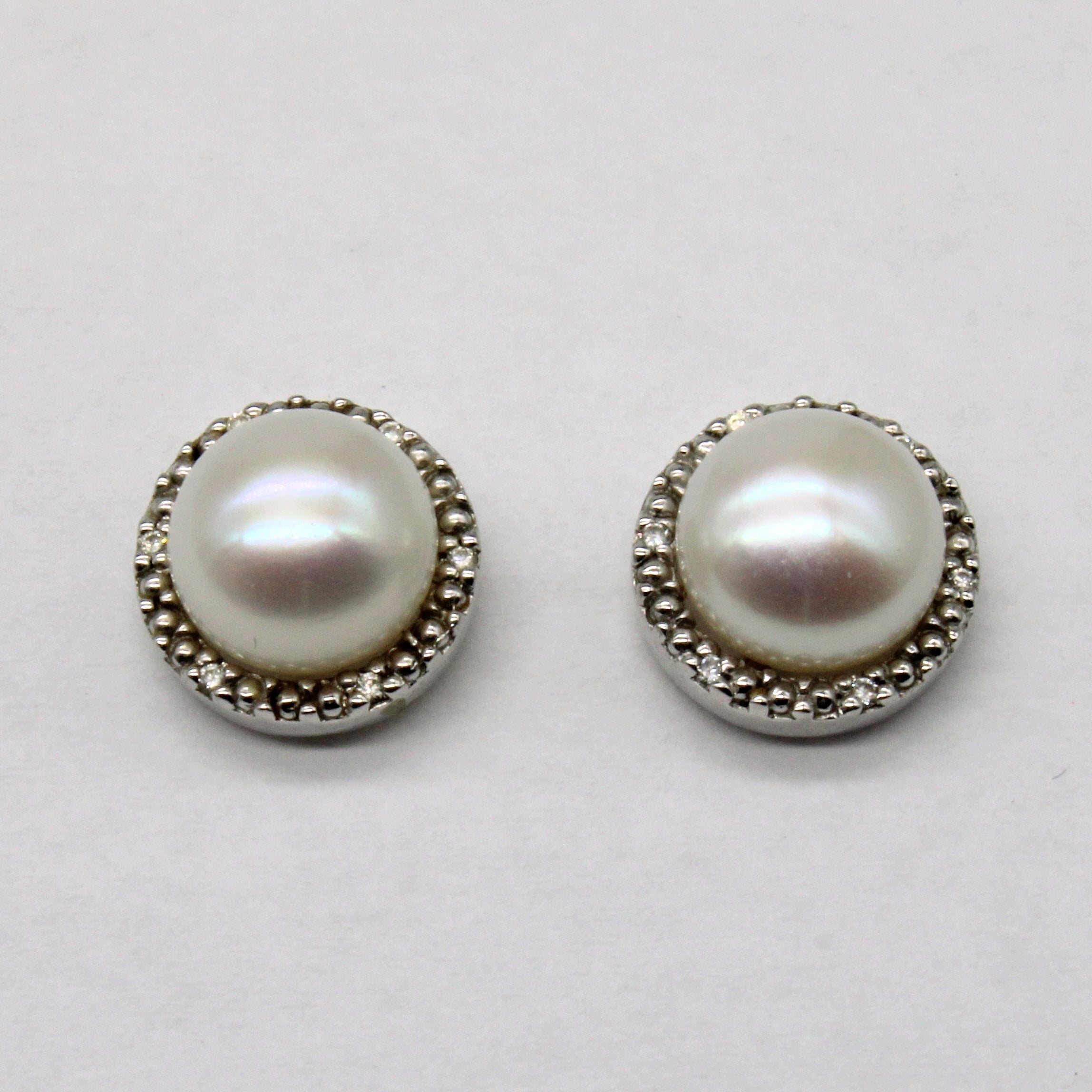 Pearl & Diamond Stud Earrings | 0.04ctw |