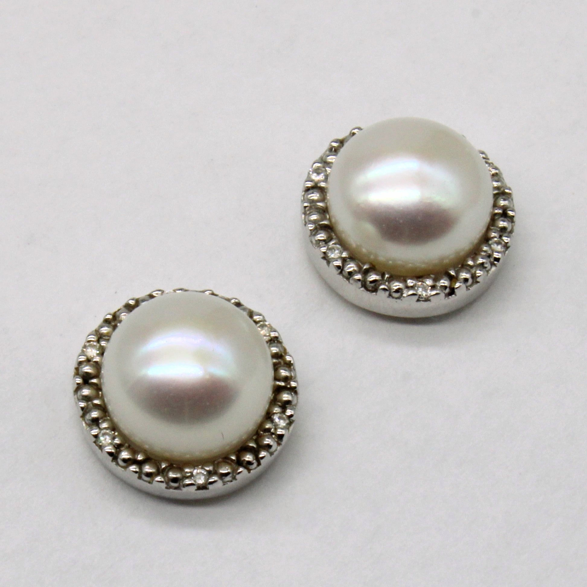 Pearl & Diamond Stud Earrings | 0.04ctw |