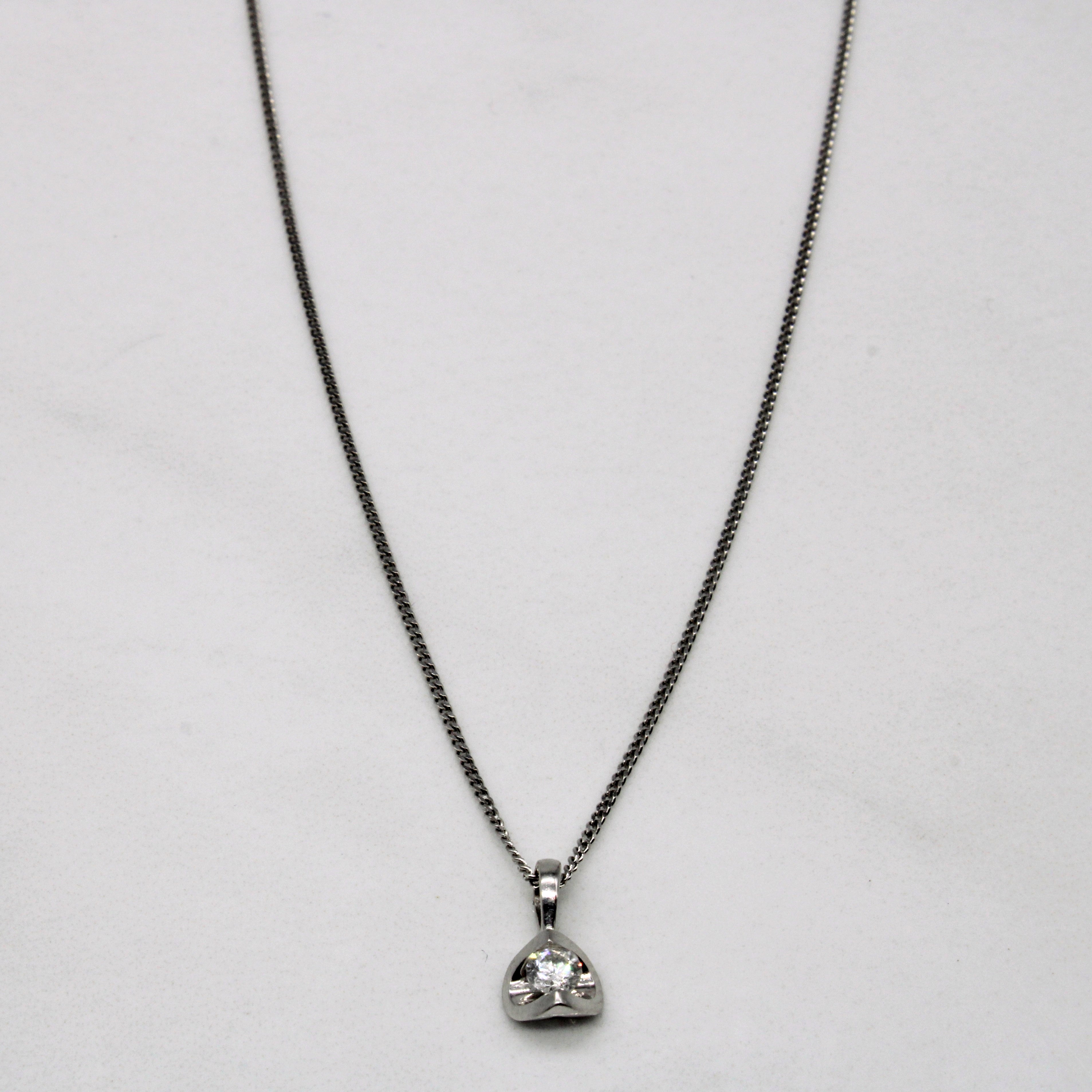 Tension Set Diamond Pendant Necklace | 0.09ct | 17" |