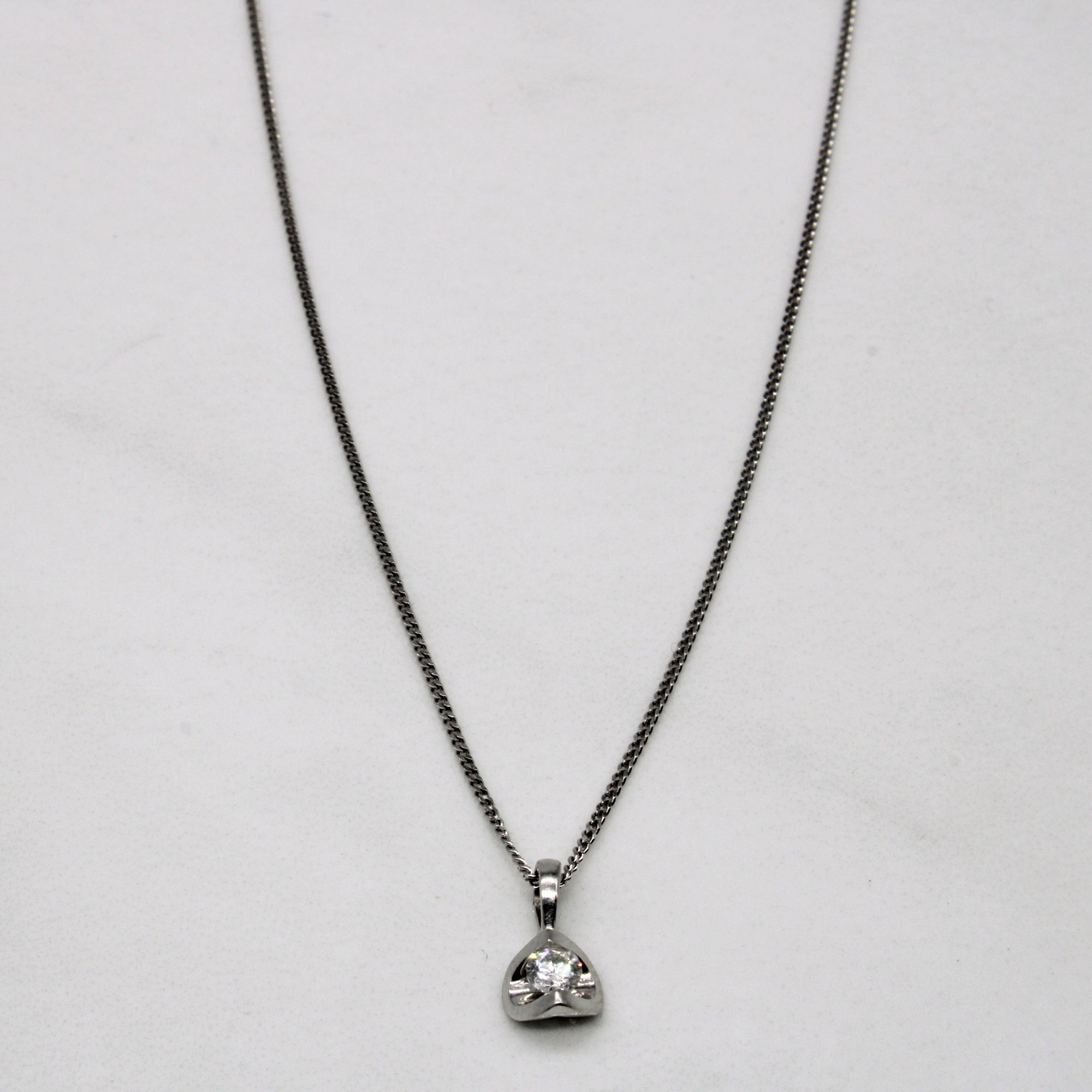 Tension Set Diamond Pendant Necklace | 0.09ct | 17
